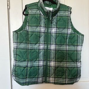 Lands' End Green Plaid Vest